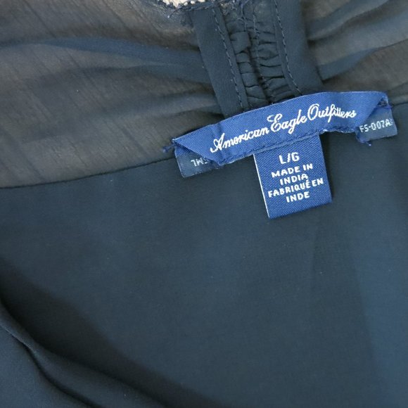 American Eagle Tank Top Sleeveless Sheer Chiffon Black Top - Picture 4 of 6